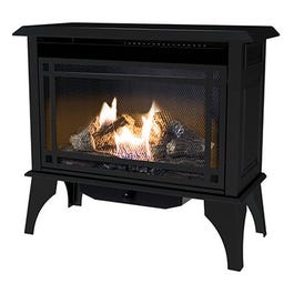 Montery Gas Stove, Vent-Free, Dual Fuel, Black, 30,000-BTU