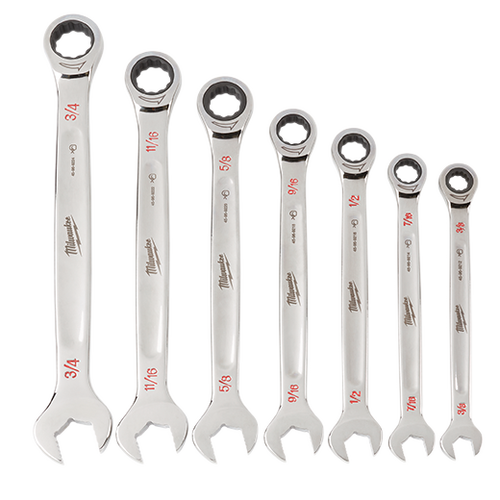 Milwaukee 7pc Ratcheting Combination Wrench Set - SAE (7 Pc)