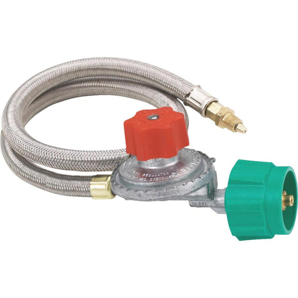 Bayou Classic 36 In. Stainless Steel Low Pressure LP Hose & Adjustable Regulator