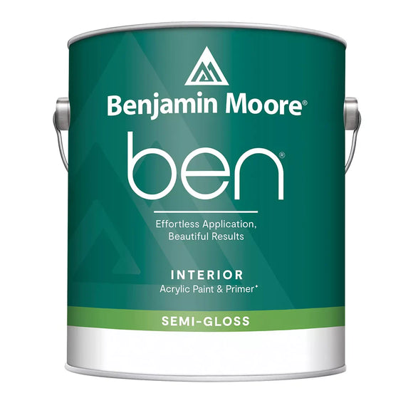 Benjamin Ben® Interior Acrylic Paint & Primer (1 Gallon, Semi Gloss, Linen White OC-146)