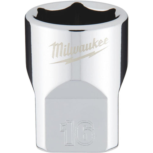 Milwaukee 3/8 In. Drive 16 mm 6-Point Shallow Metric Socket with FOUR FLAT Sides