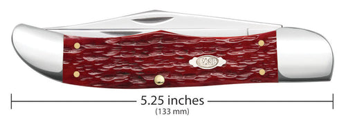 Case Peach Seed Jig Dark Red Bone CS Folding Hunter with Sheath