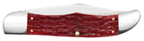 Case Peach Seed Jig Dark Red Bone CS Folding Hunter with Sheath