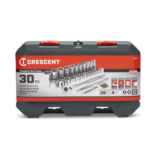 Crescent 30 Piece 3/8 Drive 6 and 12 Point SAE Mechanics Tool Set