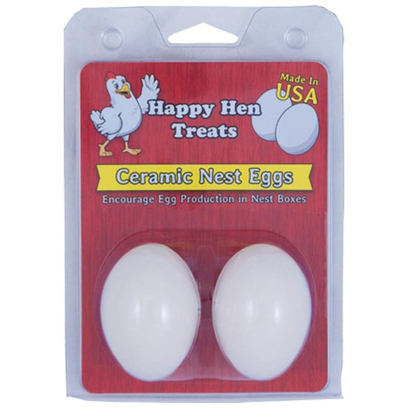 HAPPY HEN CERAMIC NEST EGGS (2 PK WHITE)