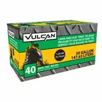 Vulcan Heavy Duty Lawn And Leaf Bag With Ties, Black, 39 Gallon