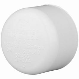 Pipe Cap Slip, White PVC, 4-In.