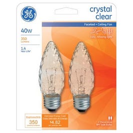 Ceiling Fan Bulb, Cut Glass Look, Decorative Blunt Tip, 40-Watts