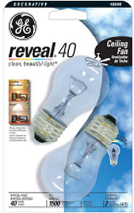 40W A15 Med Reveal Clear 2 pk