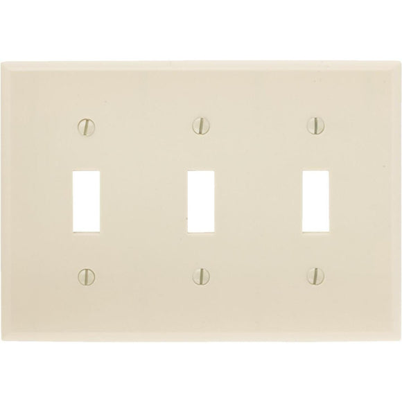 Leviton 3-Gang Plastic Toggle Switch Wall Plate, Ivory