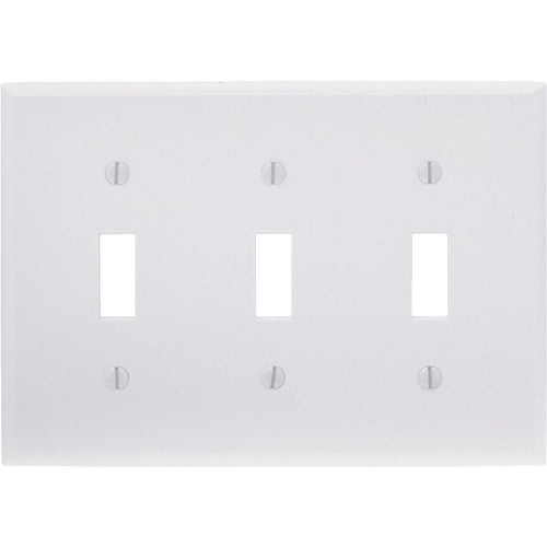 Leviton 3-Gang Plastic Toggle Switch Wall Plate, White