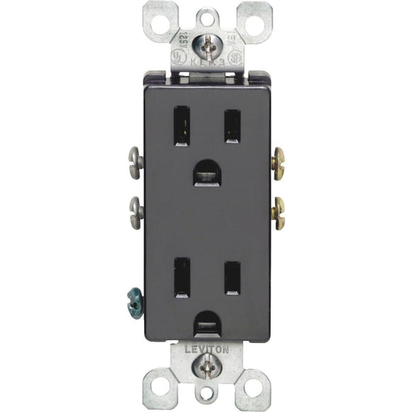 Leviton Decora 15A Black Residential Grade 5-15R Duplex Outlet