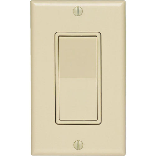 Leviton Decora Residential Grade 15 Amp Rocker Single Pole Switch, Ivory