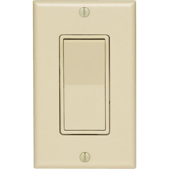 Leviton Decora Residential Grade 15 Amp Rocker Single Pole Switch, Ivory