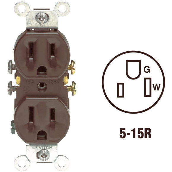 Leviton 15A Brown Shallow Grounded 5-15R Duplex Outlet