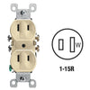 Leviton 15A Ivory Residential Grade 1-15R Duplex Outlet