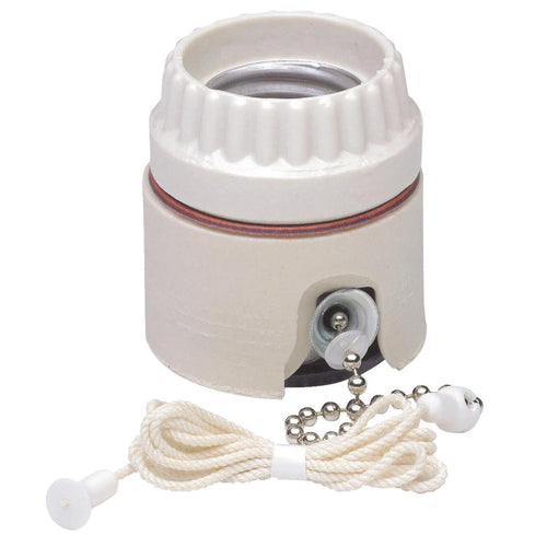 Leviton Pull Chain Medium Base White Porcelain Lamp Socket