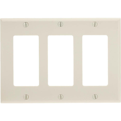 Leviton Decora 3-Gang Smooth Plastic Rocker Decorator Wall Plate, Light Almond