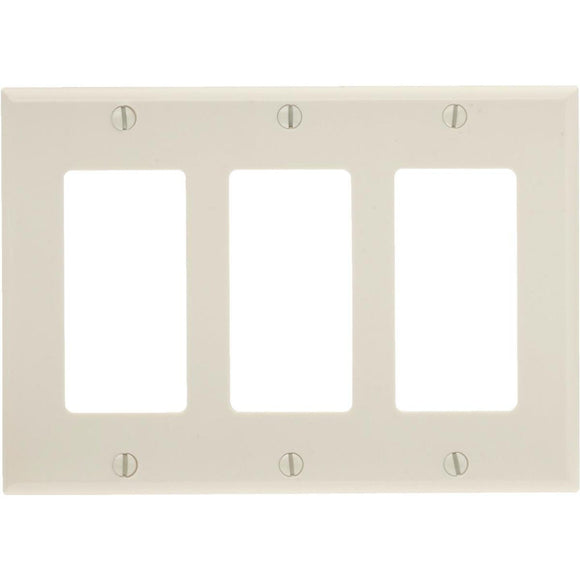 Leviton Decora 3-Gang Smooth Plastic Rocker Decorator Wall Plate, Light Almond