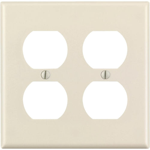 Leviton 2-Gang Smooth Plastic Outlet Wall Plate, Light Almond