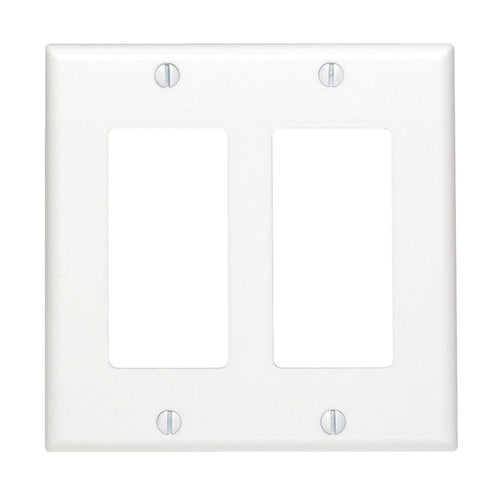 Leviton Decora 2-Gang Smooth Plastic Rocker Decorator Wall Plate, White