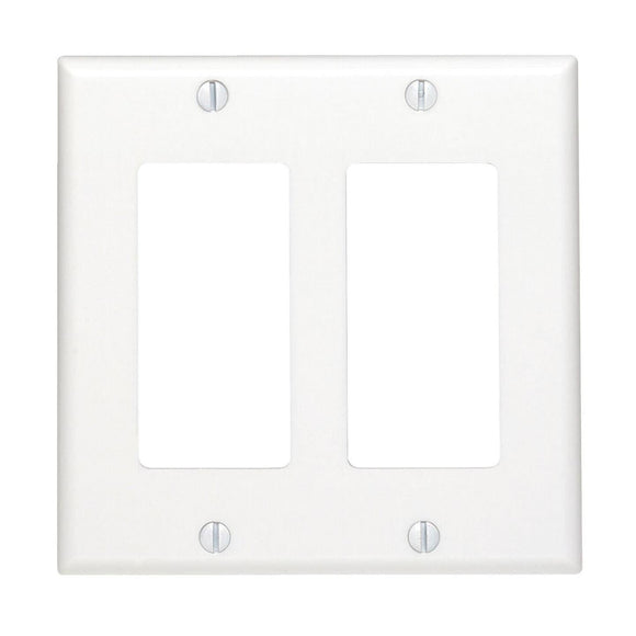 Leviton Decora 2-Gang Smooth Plastic Rocker Decorator Wall Plate, White