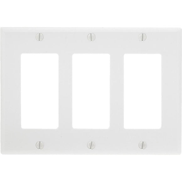 Leviton Decora 3-Gang Smooth Plastic Rocker Decorator Wall Plate, White