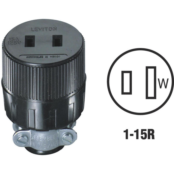 Leviton 15A 125V 2-Wire 2-Pole Round Cord Connector