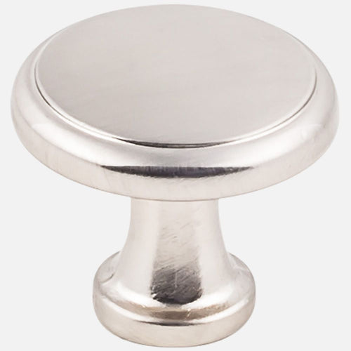 Kasaware 1-3/16 Diameter Flat Round Knob with Step, 10-pack Satin Nickel Finish