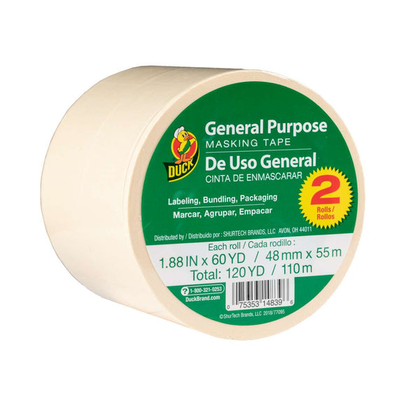 Duck® Brand General Purpose Masking Tape - Beige, 2 pk, 1.88 in. x 60 yd.